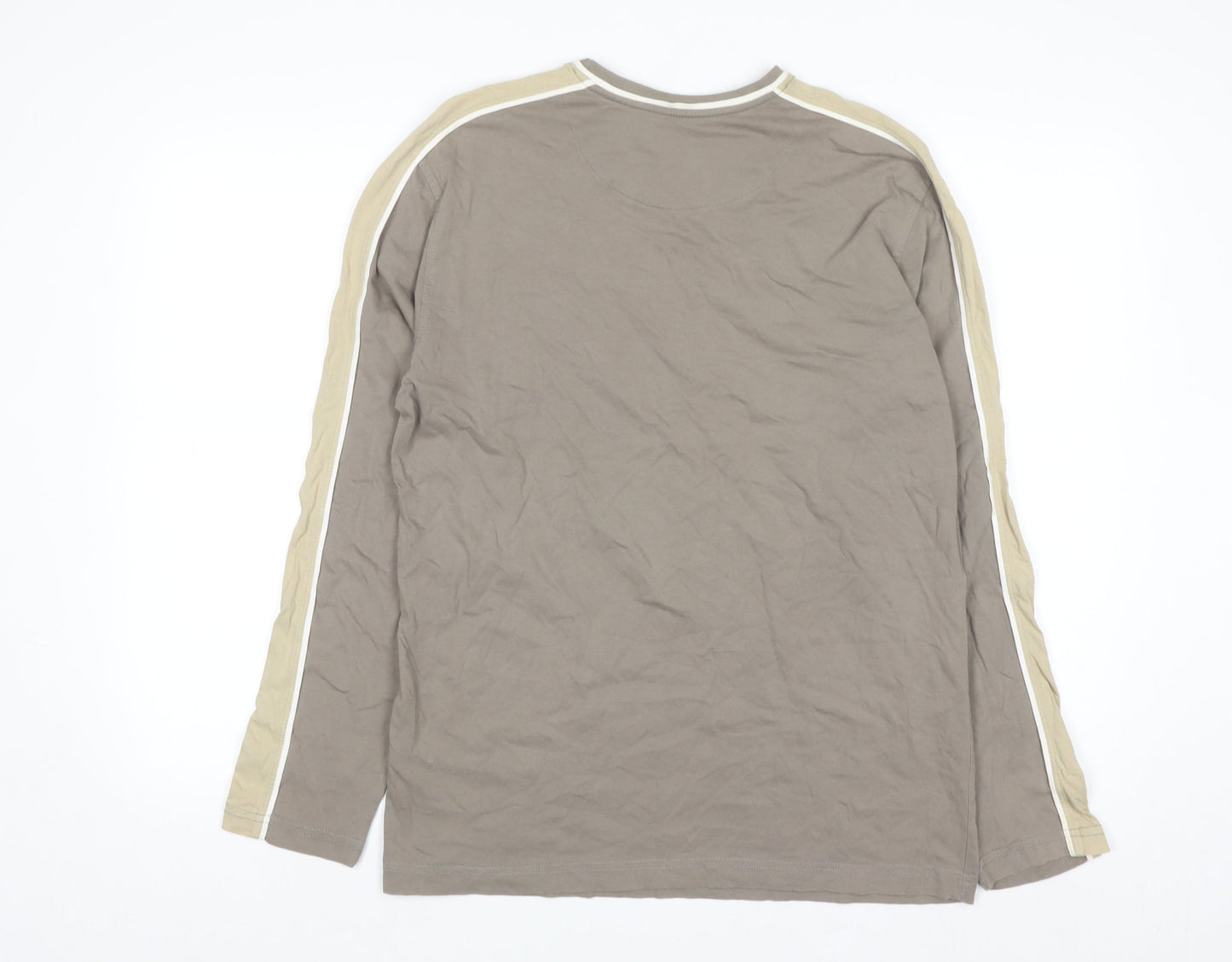 Maine New England Men's Small Beige Long Sleeve V-Neck Cotton Top