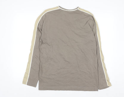 Maine New England Men's Small Beige Long Sleeve V-Neck Cotton Top