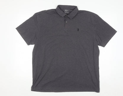 Next Men's Grey Regular Fit Polo Shirt Size XL Cotton Blend