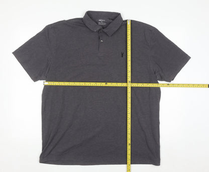 Next Men's Grey Regular Fit Polo Shirt Size XL Cotton Blend