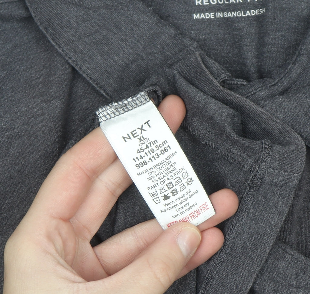Next Men's Grey Regular Fit Polo Shirt Size XL Cotton Blend