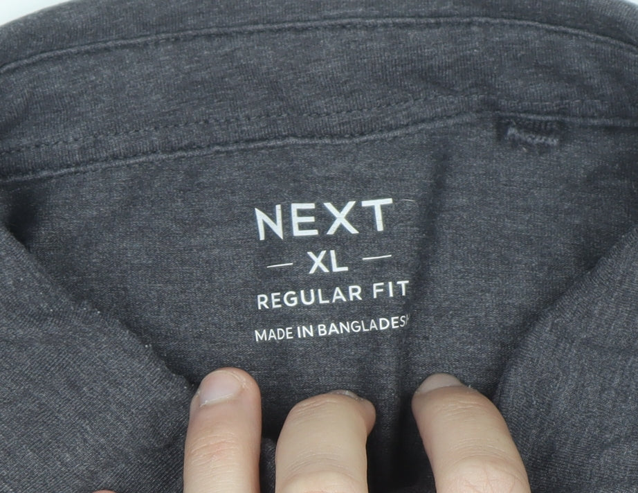 Next Men's Grey Regular Fit Polo Shirt Size XL Cotton Blend