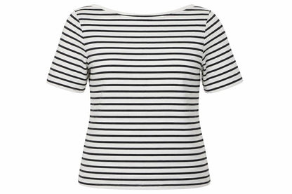 Karen Millen Women’s Black White Striped Cotton Basic T-Shirt Size 14