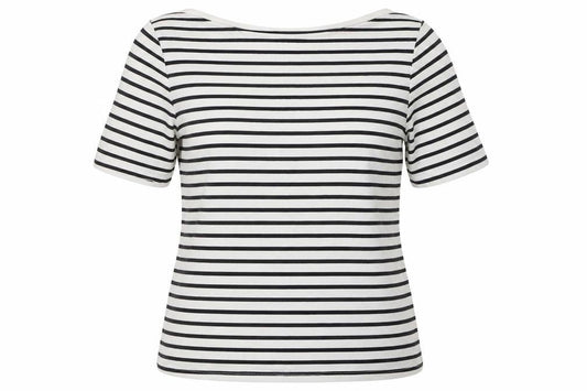 Karen Millen Women’s Black White Striped Cotton Basic T-Shirt Size 14