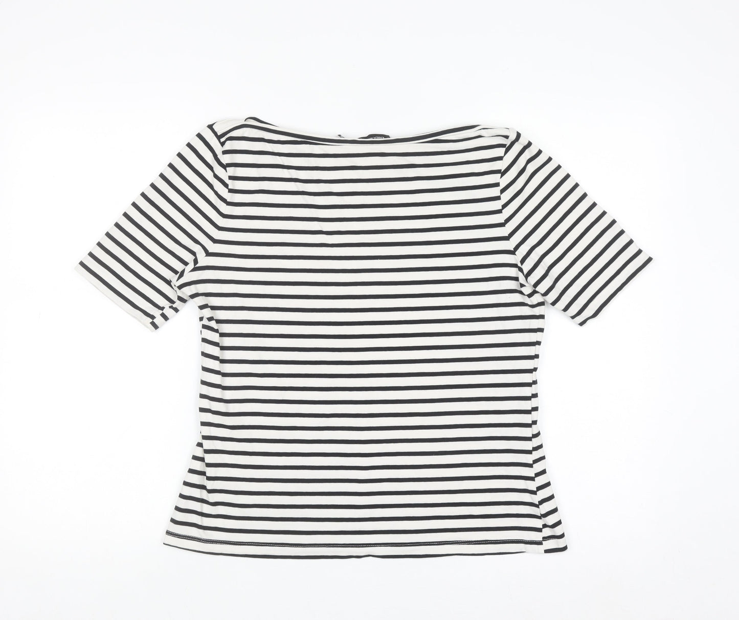 Karen Millen Women’s Black White Striped Cotton Basic T-Shirt Size 14
