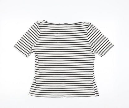 Karen Millen Women’s Black White Striped Cotton Basic T-Shirt Size 14