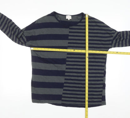 EAST Women's Blue Striped Cotton Long Sleeve T-Shirt Size S