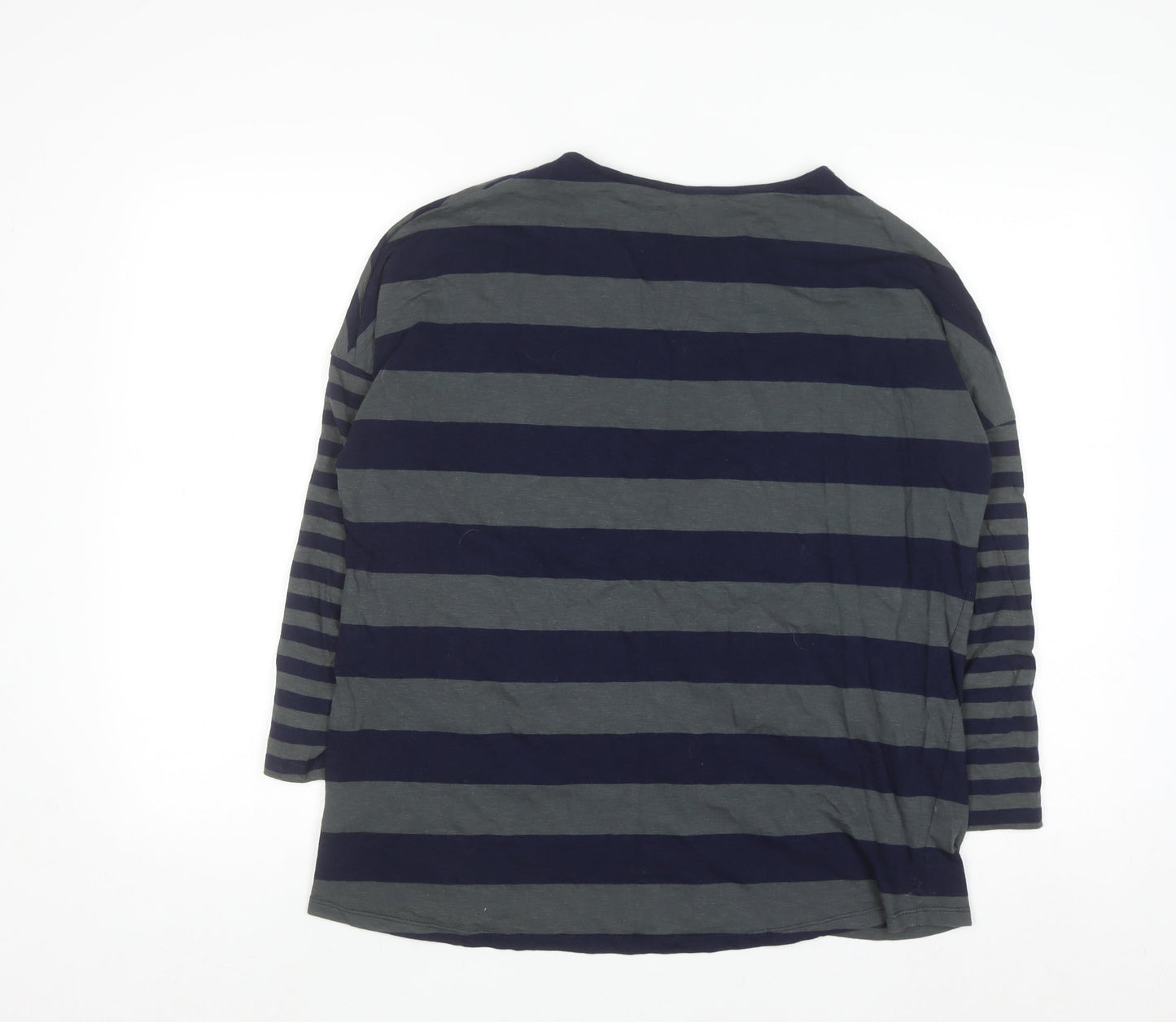 EAST Women's Blue Striped Cotton Long Sleeve T-Shirt Size S