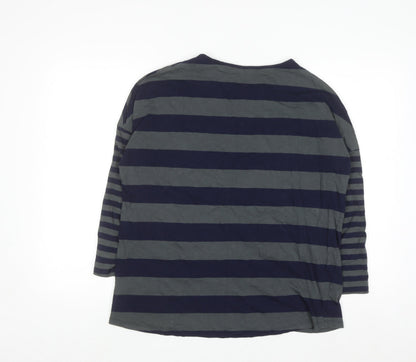 EAST Women's Blue Striped Cotton Long Sleeve T-Shirt Size S