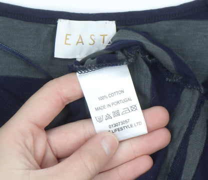 EAST Women's Blue Striped Cotton Long Sleeve T-Shirt Size S