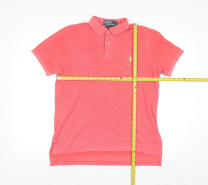 Polo Ralph Lauren Men's Pink Custom Fit Cotton Polo Shirt M