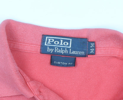 Polo Ralph Lauren Men's Pink Custom Fit Cotton Polo Shirt M