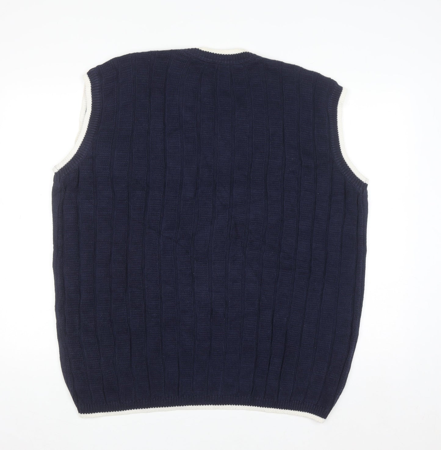 FUBU Men's Blue Cable-Knit Sleeveless V-Neck Vest XL