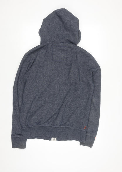 Superdry Men’s Blue Full Zip Hoodie L Fleece Cotton Blend