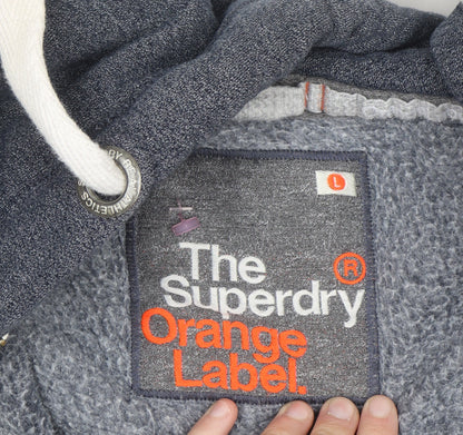 Superdry Men’s Blue Full Zip Hoodie L Fleece Cotton Blend