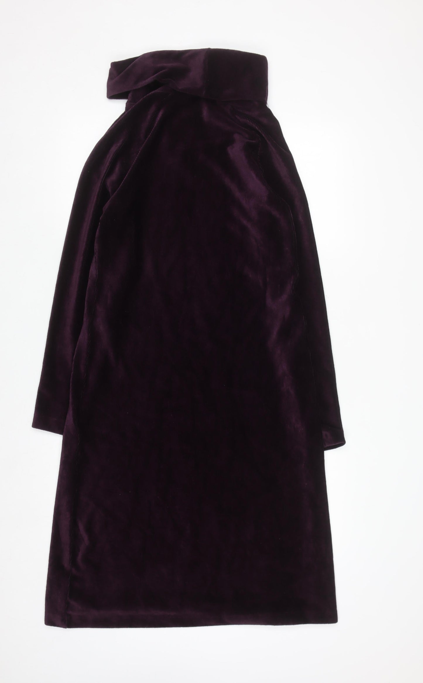 Women's Dark Plum Velour Roll Neck Shift Dress Size 12