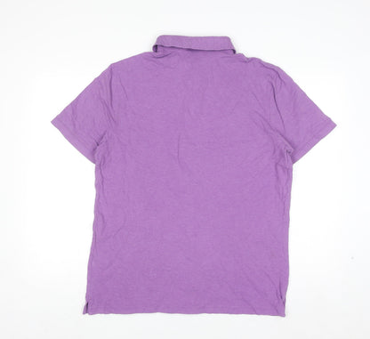 Charles Tyrwhitt Men's Purple Cotton Stretch Polo Shirt Size L