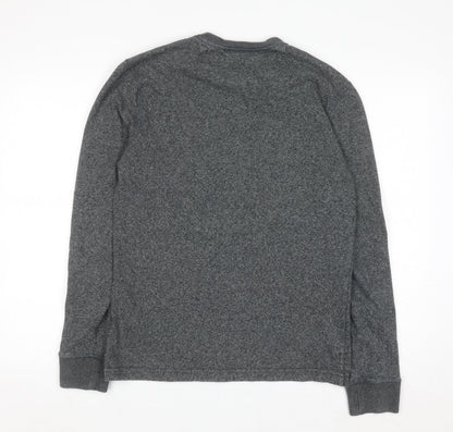 Superdry Men's Grey Henley Long Sleeve Casual Shirt M