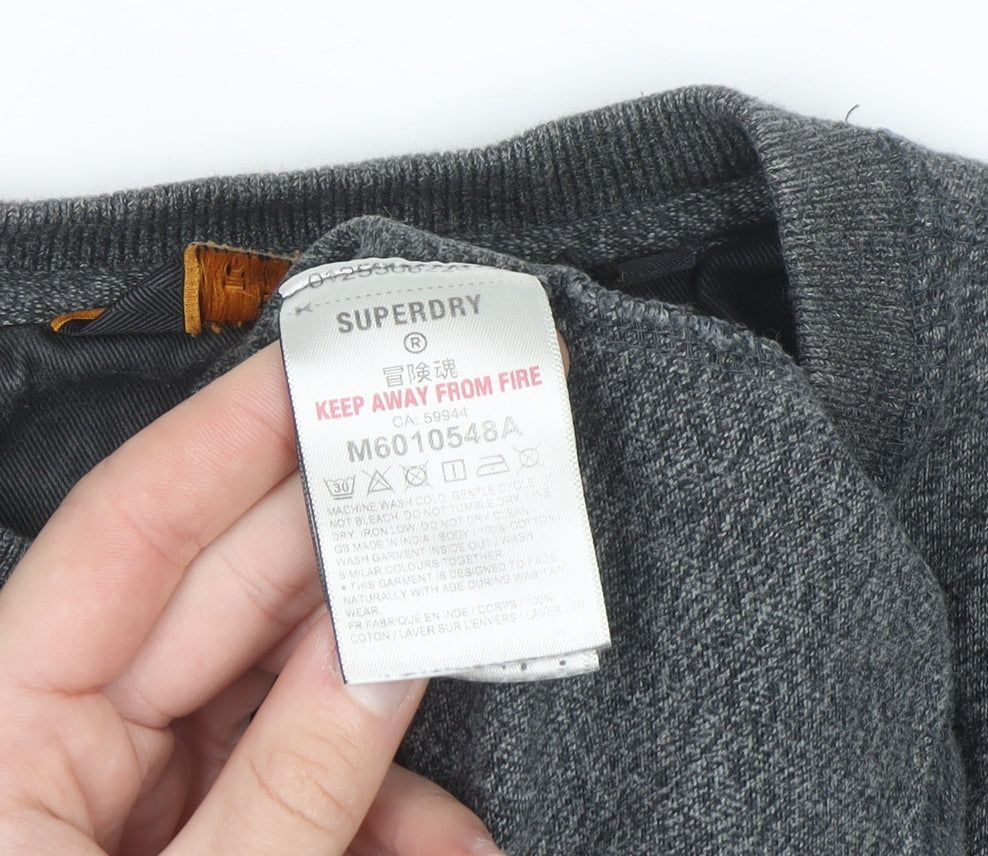 Superdry Men's Grey Henley Long Sleeve Casual Shirt M