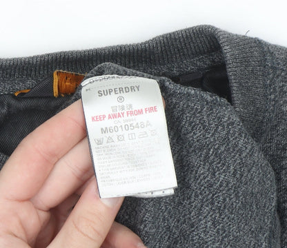 Superdry Men's Grey Henley Long Sleeve Casual Shirt M