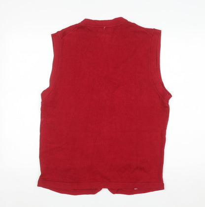 Chaps Men's Red Sleeveless Cotton Button Knit Vest L