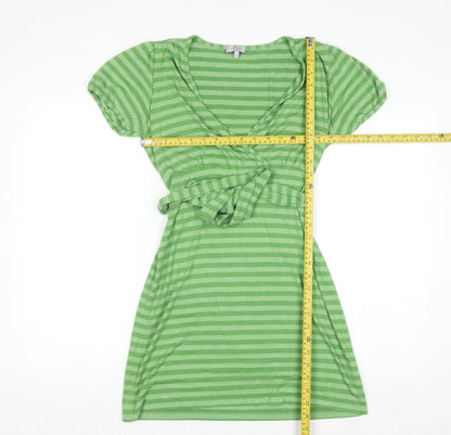 Marks and Spencer Women’s Green Striped Wrap Dress Size 10