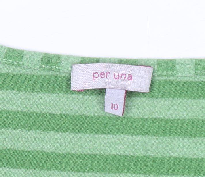 Marks and Spencer Women’s Green Striped Wrap Dress Size 10