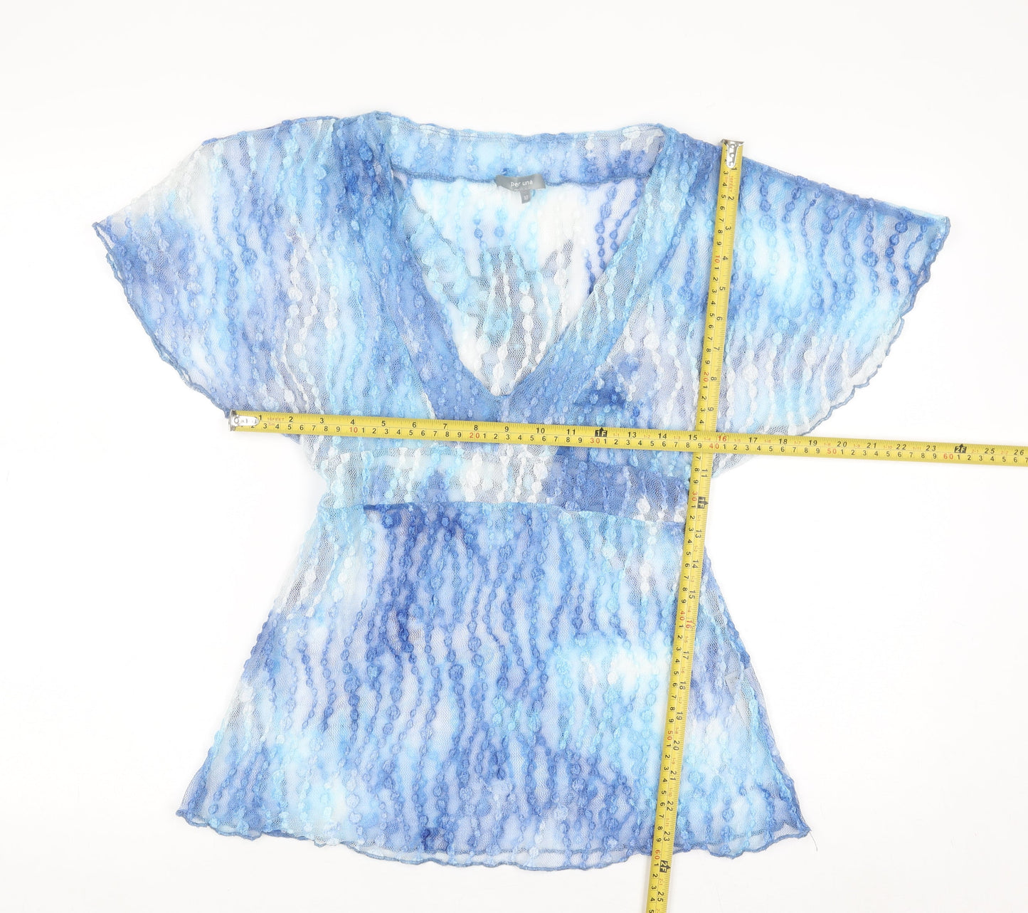 Marks and Spencer Per Una Women’s Blue Sheer Wrap Blouse Size 10