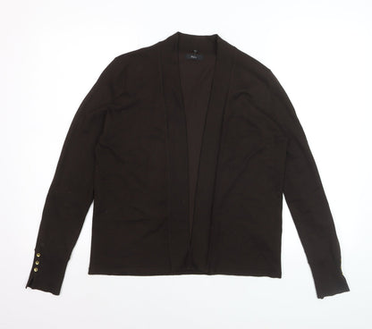 M&Co Women Brown Size 12 Open Front Long Sleeve Cardigan