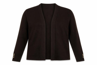 M&Co Women Brown Size 12 Open Front Long Sleeve Cardigan