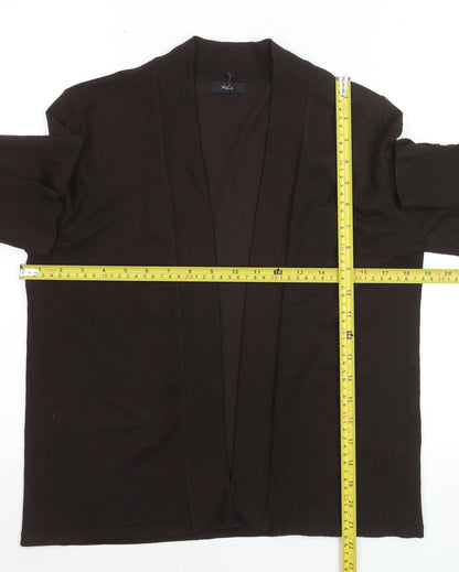 M&Co Women Brown Size 12 Open Front Long Sleeve Cardigan