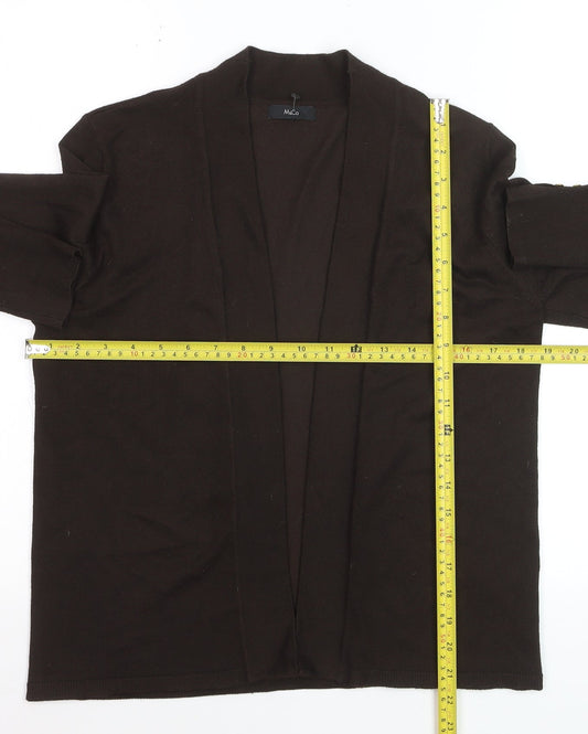 M&Co Women Brown Size 12 Open Front Long Sleeve Cardigan