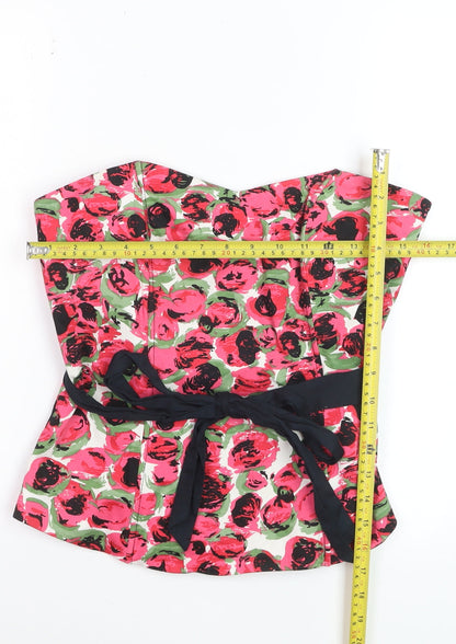 Warehouse Womens Multicoloured Floral Strapless Wrap Blouse UK 14