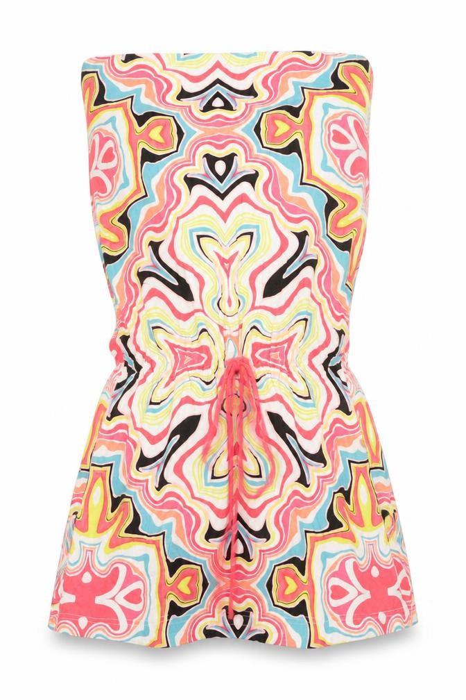 ELLE Women’s Multicoloured Strapless Tunic Cotton Blouse Size 14