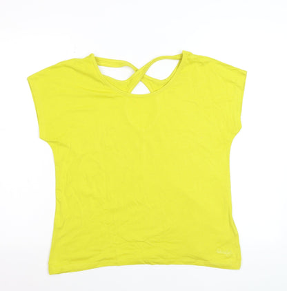 Weird Fish Women's Yellow Bamboo Blend Short Sleeve T-Shirt Size 10