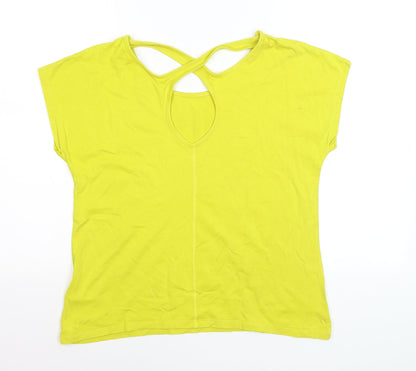 Weird Fish Women's Yellow Bamboo Blend Short Sleeve T-Shirt Size 10