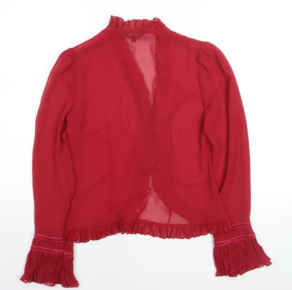 Début Women's Red Chiffon Ruffle Wrap Blouse Size 8