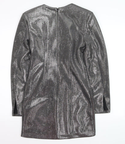 H&M Women’s Silver Metallic Bodycon Short Dress XS Party
