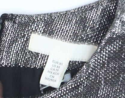 H&M Women’s Silver Metallic Bodycon Short Dress XS Party