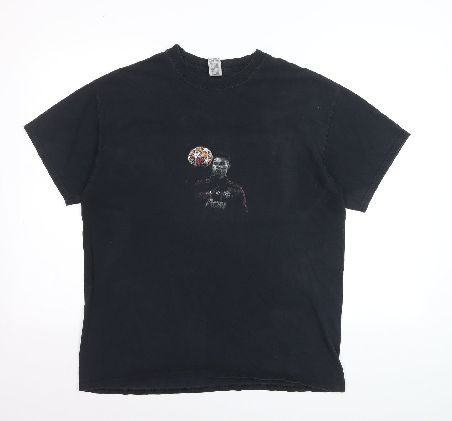 Gildan Men's Black Manchester United Graphic T-Shirt Size L