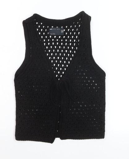 ASOS DESIGN Women’s Black Crochet Vest Size 8 Open Knit Sleeveless