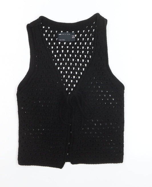 ASOS DESIGN Women’s Black Crochet Vest Size 8 Open Knit Sleeveless