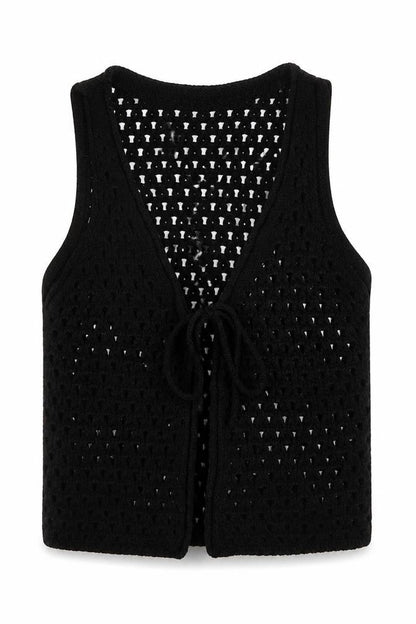 ASOS DESIGN Women’s Black Crochet Vest Size 8 Open Knit Sleeveless