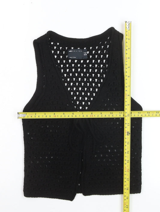 ASOS DESIGN Women’s Black Crochet Vest Size 8 Open Knit Sleeveless