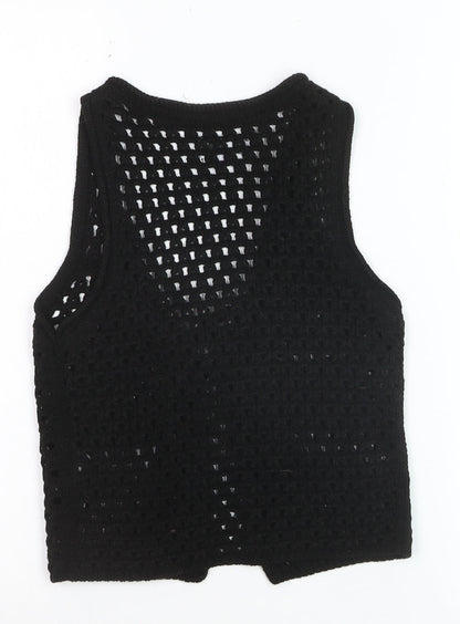 ASOS DESIGN Women’s Black Crochet Vest Size 8 Open Knit Sleeveless