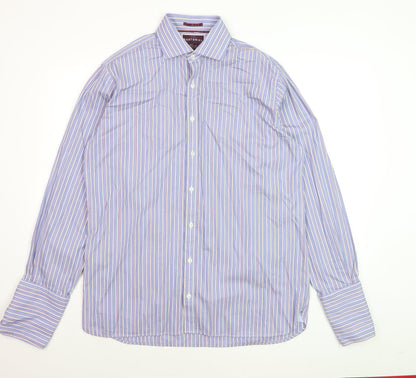 Marks and Spencer Sartorial Blue Striped Cotton Shirt Men’s 16 41 Long Sleeve