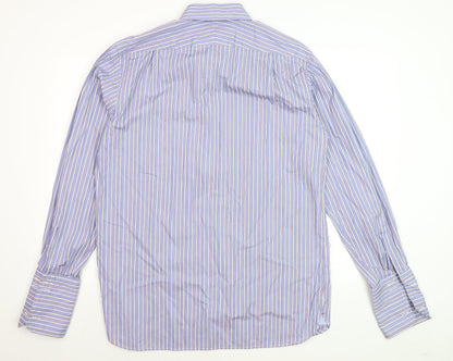 Marks and Spencer Sartorial Blue Striped Cotton Shirt Men’s 16 41 Long Sleeve
