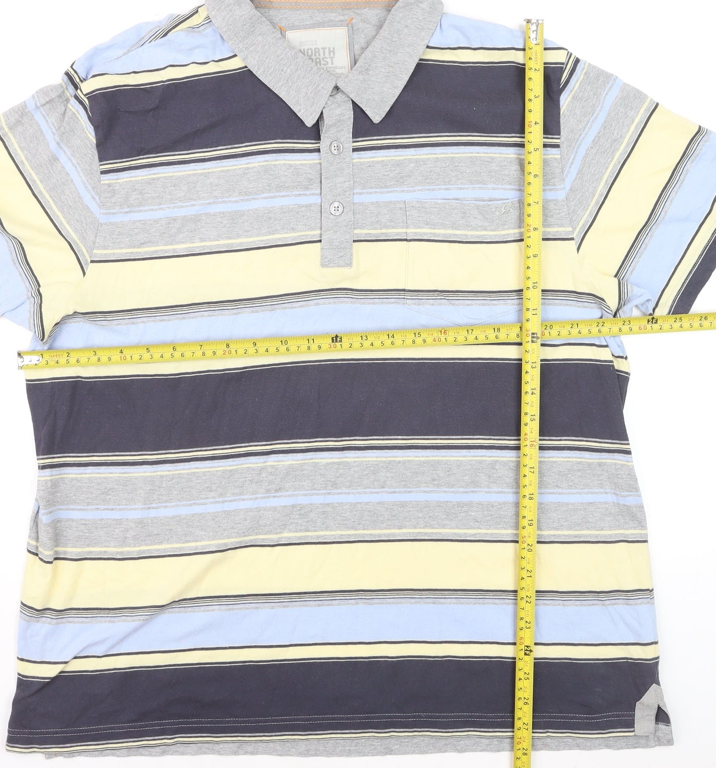 Marks and Spencer North Coast Men's Blue Stripe Cotton Polo XL