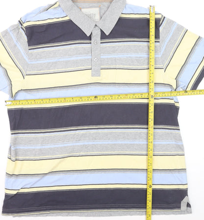 Marks and Spencer North Coast Men's Blue Stripe Cotton Polo XL
