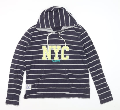 South Womens Navy Striped Pullover Hoodie Size 18 Cotton Blend